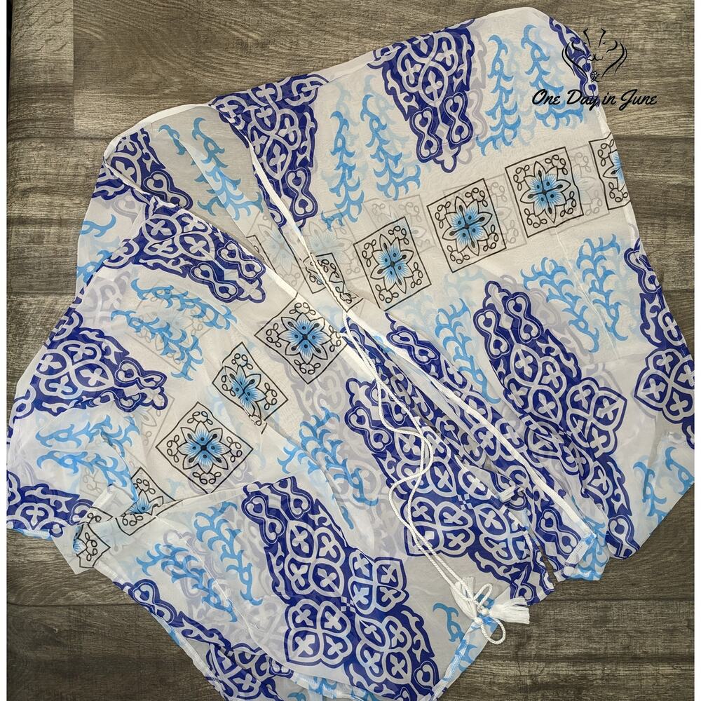 ODIJ Tie Front Beach Coverup Size OS